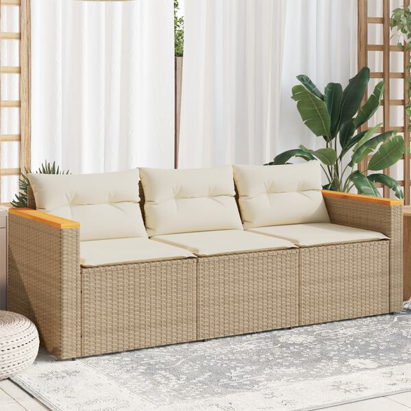 vidaXL Garden Sofa Beige and Cream