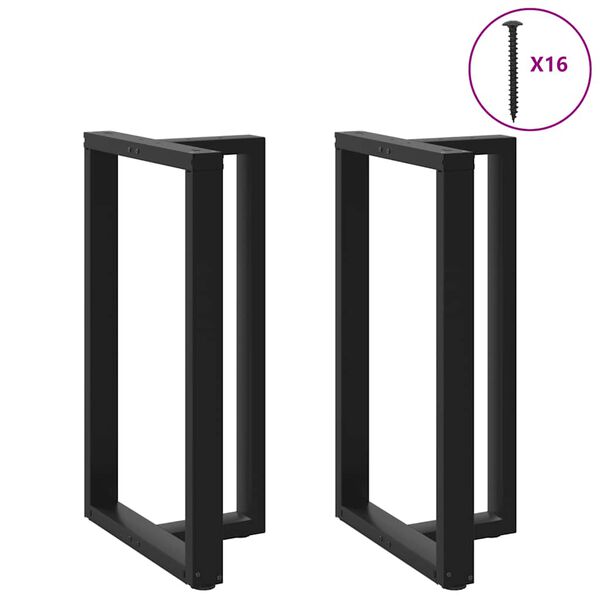 vidaXL Bar Table Leg Black Powder-coated steel 23.6x13.8x39.8-40.6 in