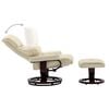 vidaXL Swivel Recliner with Ottoman Cream Faux Leather and Bentwood