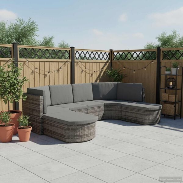 vidaXL Patio Sofa Set of 4 Gray PE rattan Large Waterproof materials