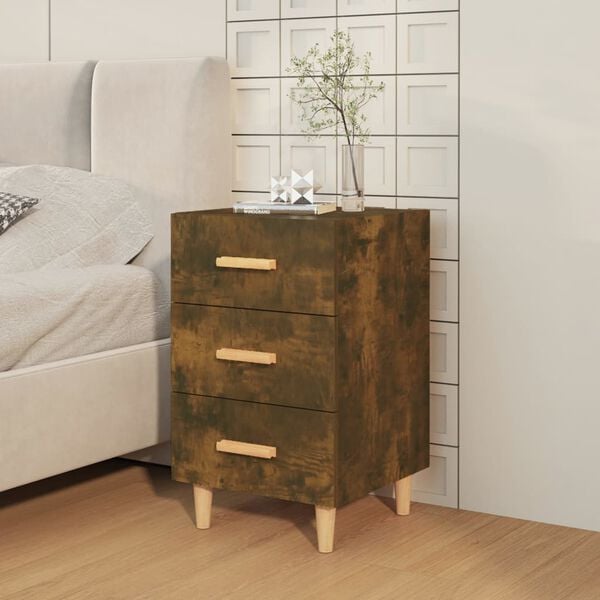vidaXL Bedside Cabinet Smoked Oak Engineered Wood Standard