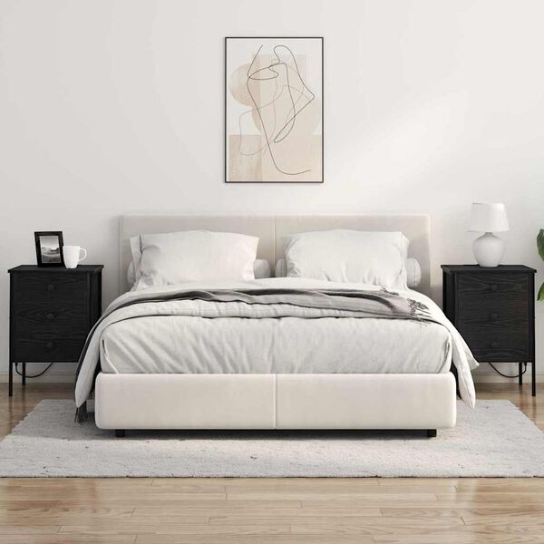 vidaXL Bedside Cabinet with Drawer Black Oak 16.54 x 16.14 x 24.02 in