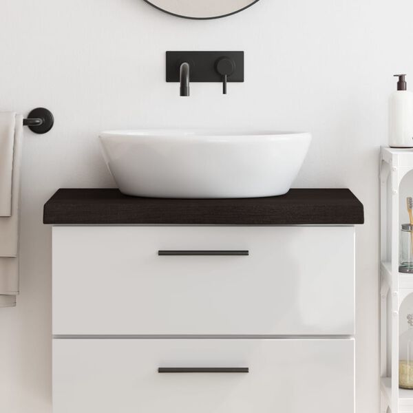 vidaXL Bathroom Countertop Dark Brown 31.5 x 15.7 x (0.8-2.4) " Treated Solid Wood