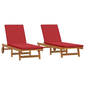 vidaXL Sun Lounger 2 pcs Brown 63 x 199 x 85cm Solid Acacia wood