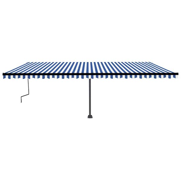 vidaXL Retractable Awning Blue and white Powder-coated aluminum