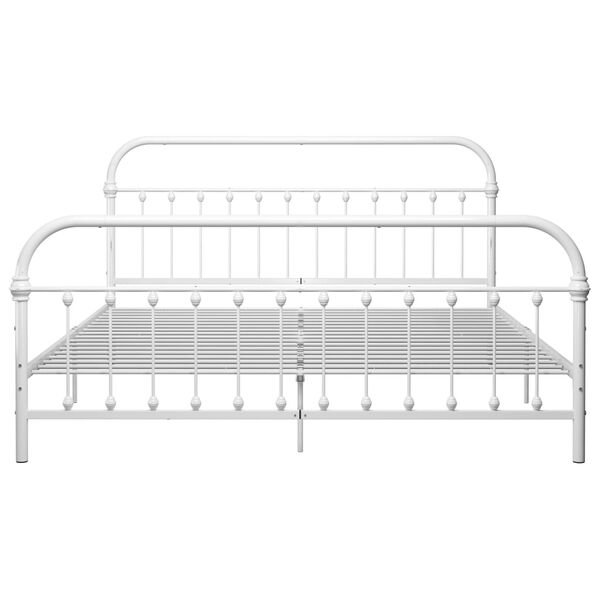 vidaXL Bed Frame White Metal Super King Durable Bed Frame