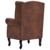 vidaXL Armchair And Stool Brown Faux leather, Wood, Foam One Size