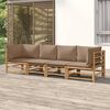 vidaXL Garden Lounge Set Taupe Bamboo, Polyester Medium Modular
