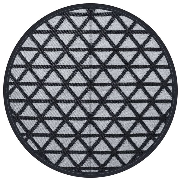 vidaXL Outdoor Carpet Black Polypropylene 47.2 in diameter Reversible