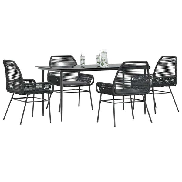 vidaXL Garden Dining Set Black and Dark Grey