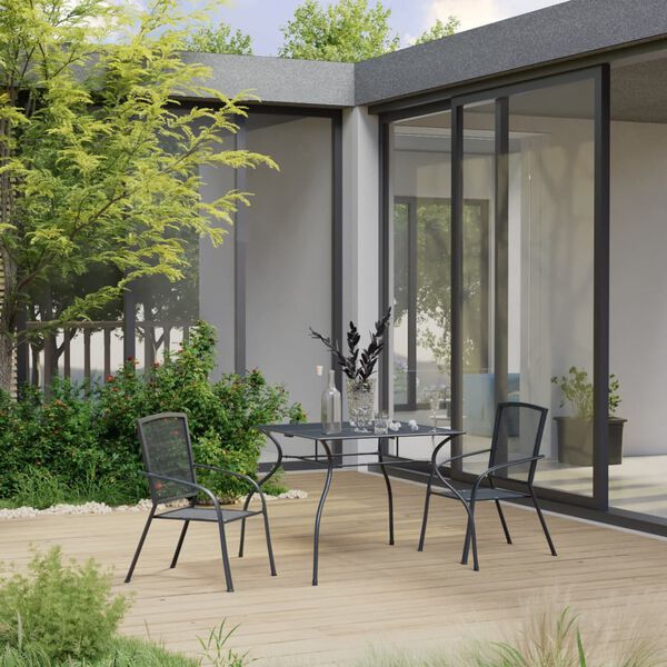 vidaXL Dining Set Anthracite Steel with e-coated and powder-coated finish