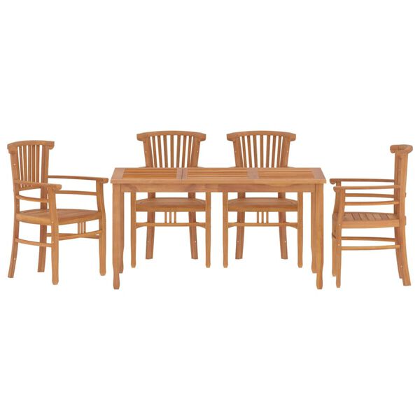 vidaXL Garden Dining Set Natural Wood Solid teak wood 5 Piece Ergonomic