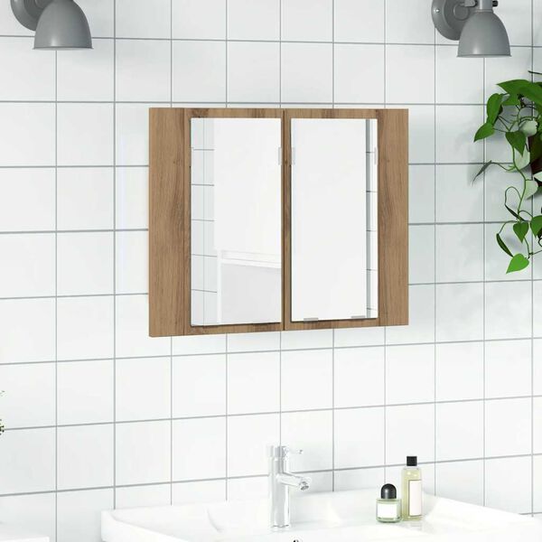 vidaXL LED Mirror Cabinet Artisan Oak Engineered wood, glass