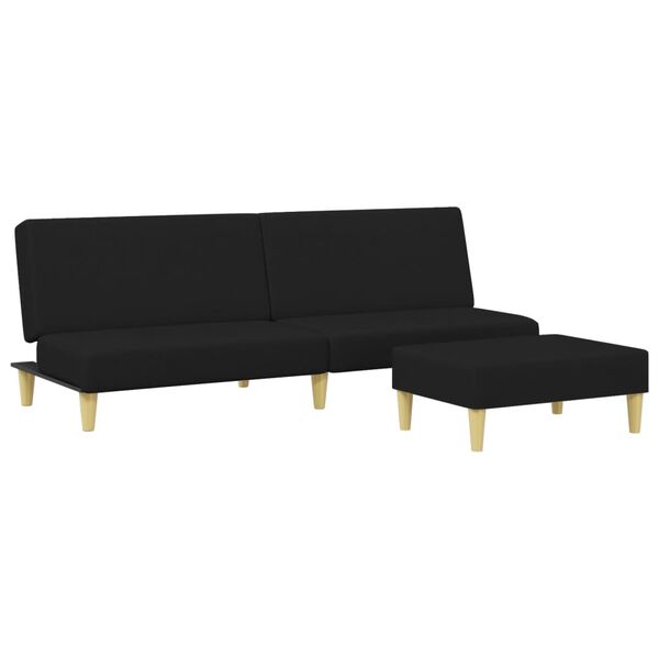 vidaXL Sofa Bed Black Fabric (100% polyester), wood, plastic 2-seater
