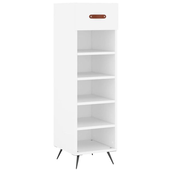 vidaXL Shoe Cabinet White Engineered wood, iron, faux leather