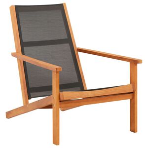 vidaXL Garden Chair Black and Natural Wood Solid eucalyptus wood, Textilene