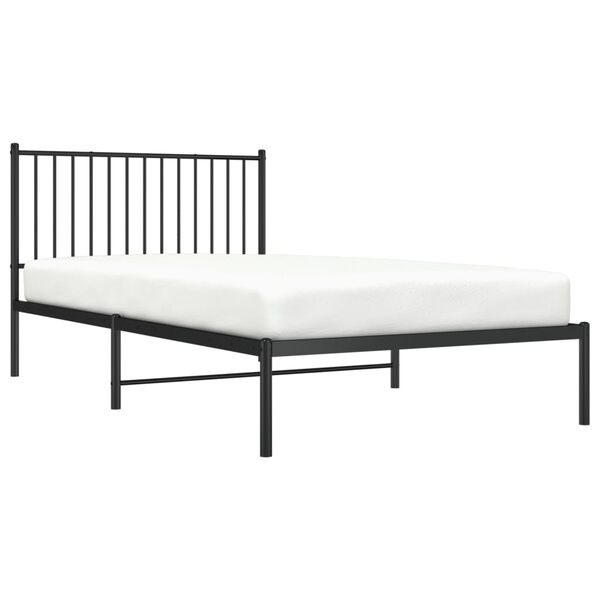 vidaXL Bed Frame Black Powder-Coated Steel Single Bed Frame