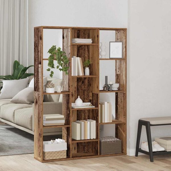 vidaXL Room Divider/Book Cabinet Old Wood 39.4x9.4x55.1" Engineered Wood