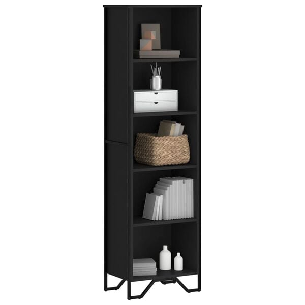 vidaXL Bookcase Black Engineered wood and metal Bookcase Rectangular