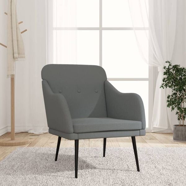 vidaXL Armchair Dark Grey Fabric (100% polyester), metal, plywood Medium