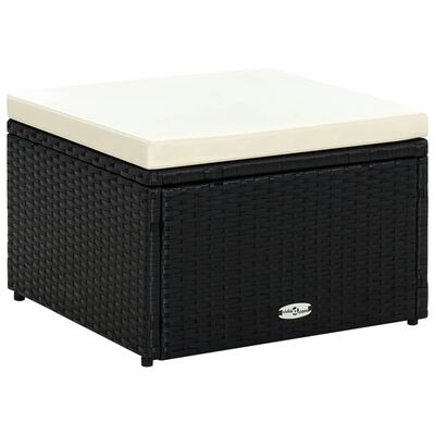 vidaXL Footstool Ottoman Poly Rattan 20.9"x20.9"x11.8" Black