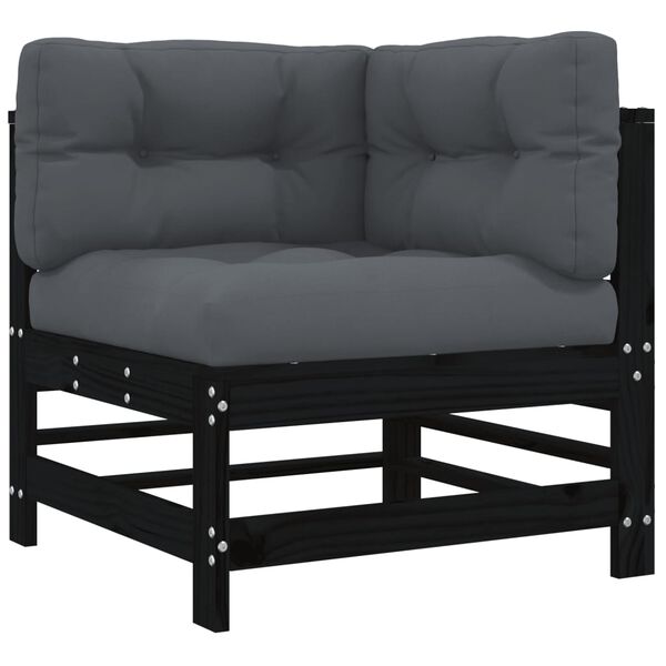 vidaXL Garden Lounge Set Black, Anthracite Solid pine wood and plywood