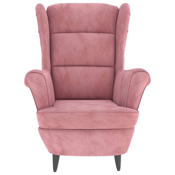 vidaXL Armchair Pink Velvet (100% polyester), plywood Medium Armchair