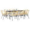 vidaXL 9 Piece Patio Dining Set Brown Poly Rattan Glass