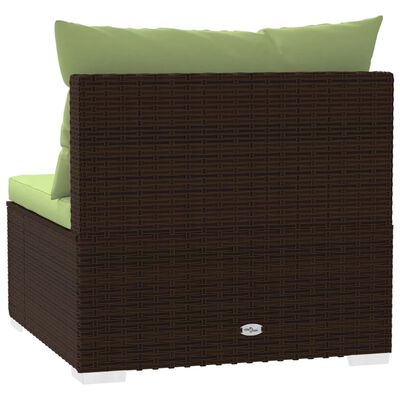 vidaXL 3 Seat Patio Sofa with Cushions Brown Poly Rattan