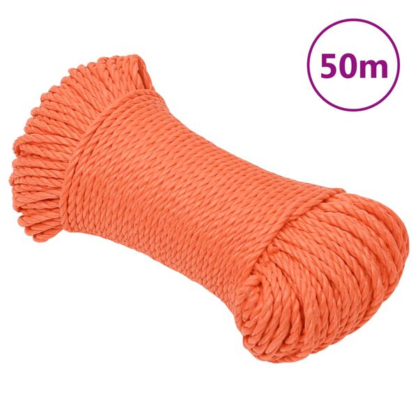 vidaXL Work Rope Orange 0.12 " 164.0 ' Polypropylene