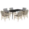 vidaXL 7 Piece Patio Dining Set with Cushions Mix Beige Poly Rattan