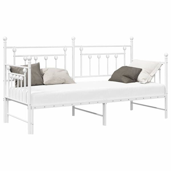 vidaXL Daybed Frame with Headboard White 29.5" x 74.8" Steel