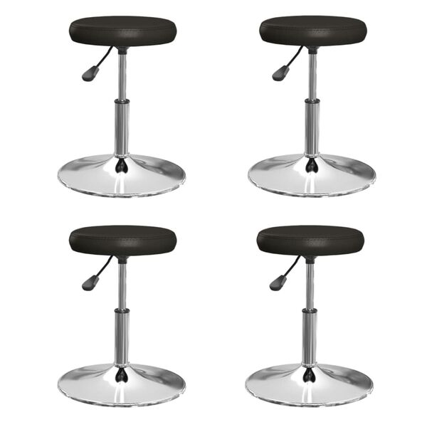 vidaXL Dining Chair Set of 4 Black Faux leather, Chromed steel