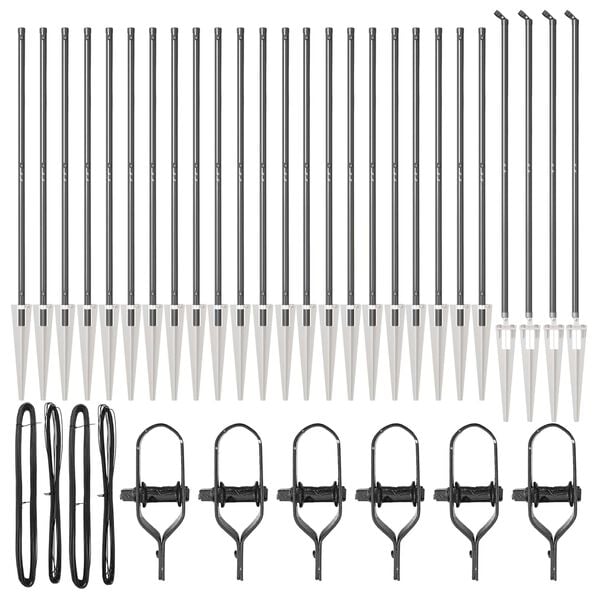 vidaXL Fence Post Other 26 pcs Grey 1.26 x 1.26 x 55.12 in Steel