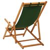 vidaXL Beach Chair Green Solid eucalyptus wood & fabric (100% polyester)