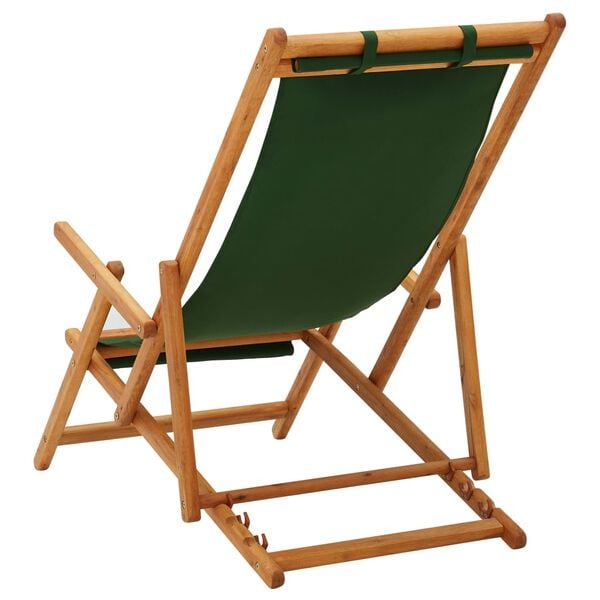 vidaXL Beach Chair Green Solid eucalyptus wood & fabric (100% polyester)