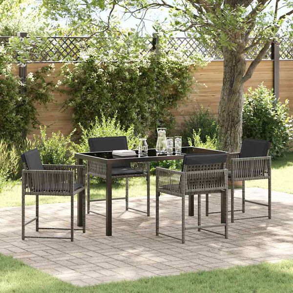 vidaXL Garden Dining Set 5 pcs Gray poly rattan