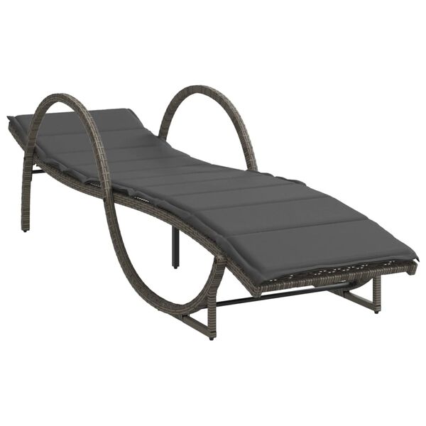 vidaXL Sun Lounger Set of 2 Grey PE rattan Adult-sized