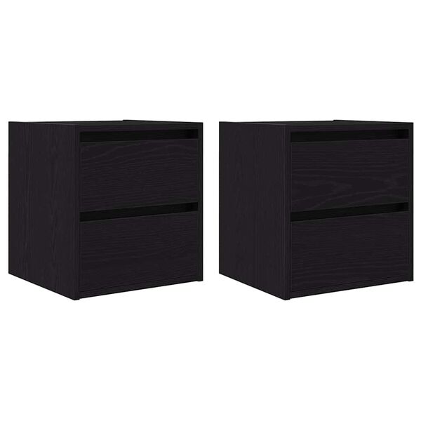 vidaXL Wall-mounted Bedside Cabinet Set of 2 Black Oak Engineered wood