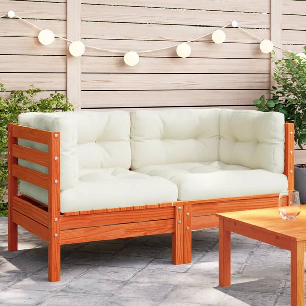 vidaXL Garden Sofa Wax brown and cream