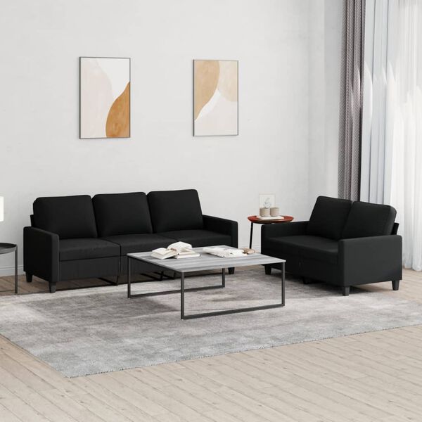 vidaXL Sofa Set Black Polyester, Metal, Textilene, Plywood