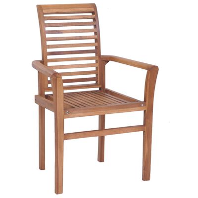 vidaXL Dining Chairs 2 pcs with Cream Cushions Solid Teak Wood