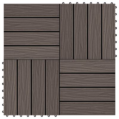vidaXL 11 pcs Decking Tiles Deep Embossed WPC 11.8" x 11.8" 1 sqm Dark Brown