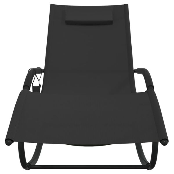 vidaXL Sun Lounger Black Powder-coated steel, textilene Standard