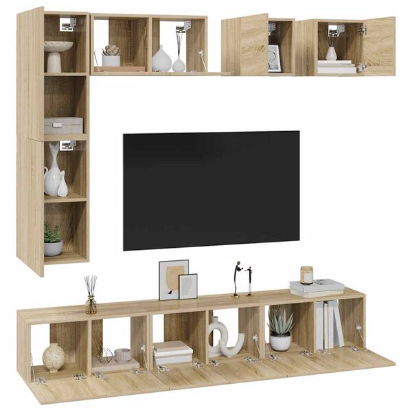 vidaXL TV Cabinet Set Set of 8 Sonoma oak Engineered wood Medium