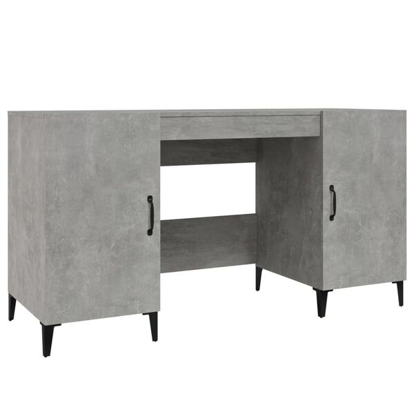 vidaXL Desk Concrete Gray Engineered Wood Large Desk Rectangular