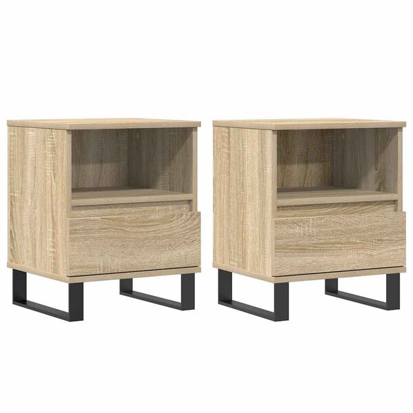vidaXL Bedside Cabinet Set of 2 Sonoma oak Engineered wood Compact