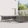 vidaXL 8 Piece Patio Lounge Set with Cushions Grey Poly Rattan