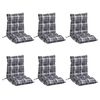 vidaXL Lowback Chair Cushion Set of 6 Grey check pattern