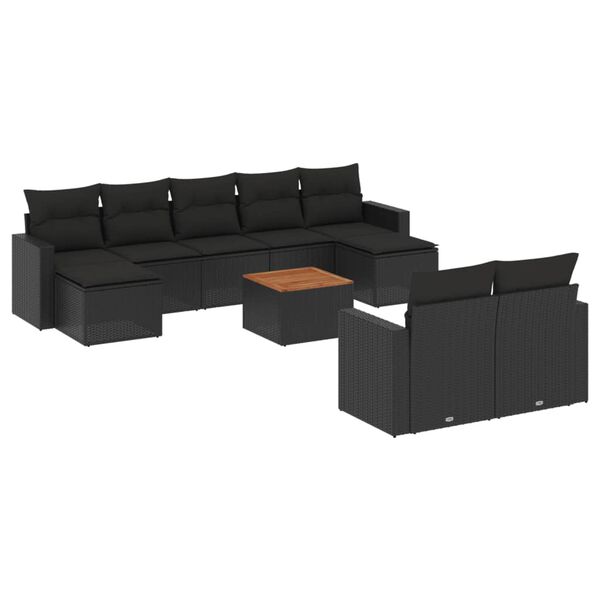 vidaXL Garden Sofa Set Black